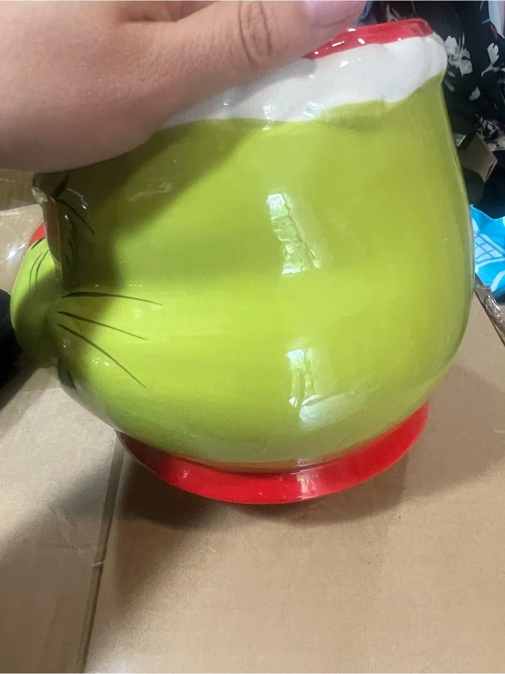 Grinch Ceramic Cookie Jar - Red & Green Holiday Treat Storage